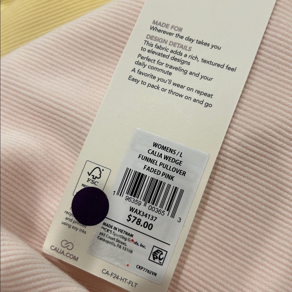 CALIA Women's Calia Wedge Funnel Pullover Faded Pink L - Picture 8 of 8